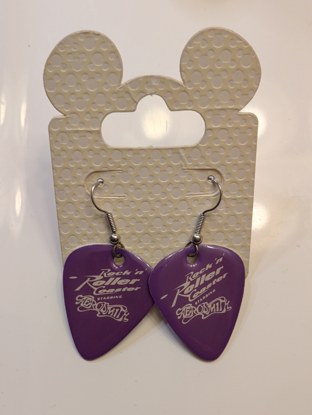 Disney Defunct Rock 'n' Roller Coaster Guitar Pick Dangle Earrings
